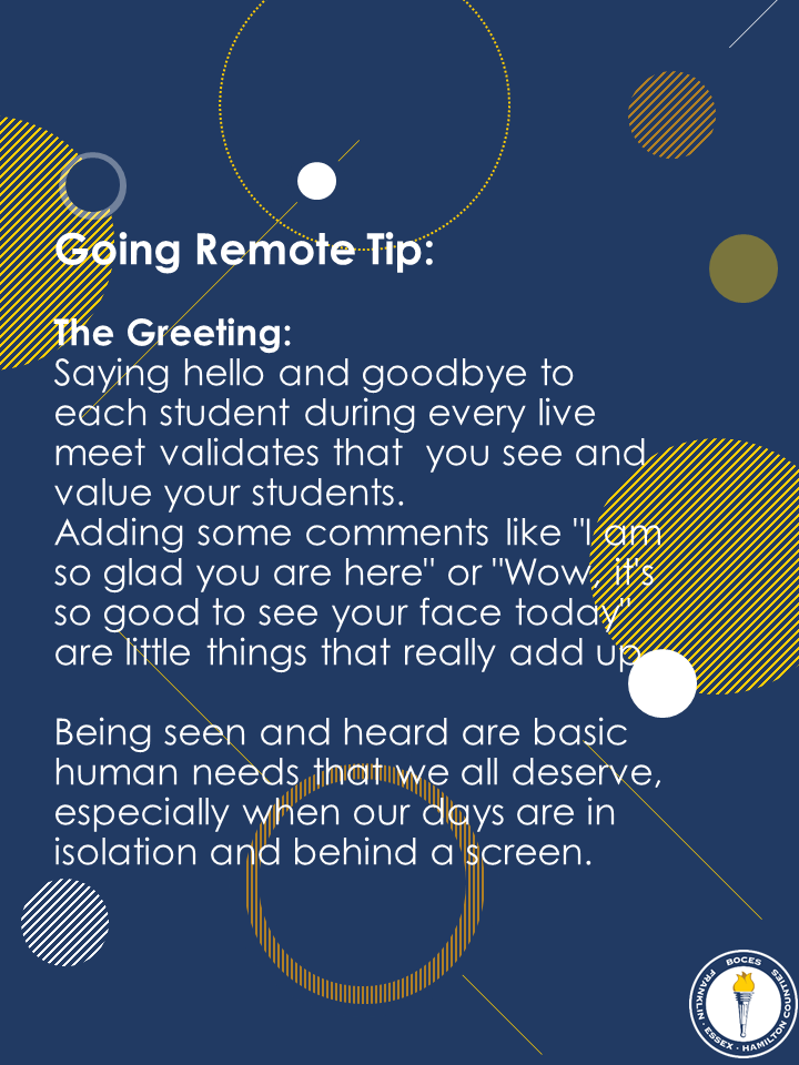 Greetings are important when remote teaching