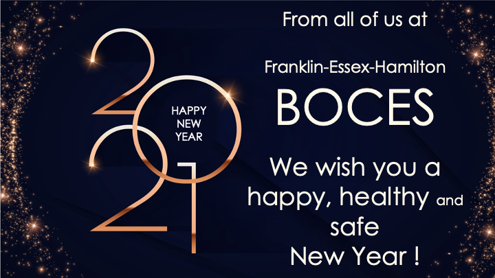 Graphic with the words "We wish you a safe, healthy and happy New Year!"