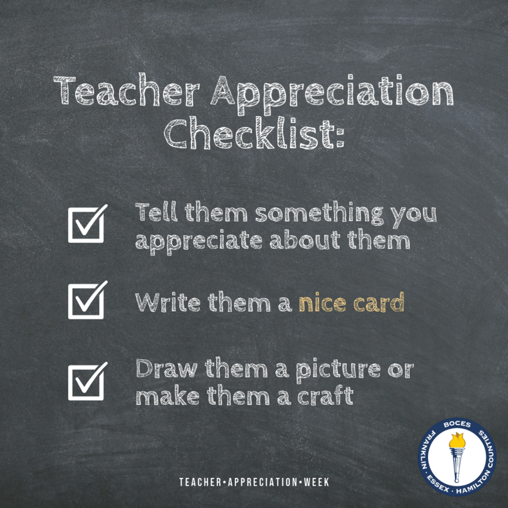 Teacher appreciation checklist