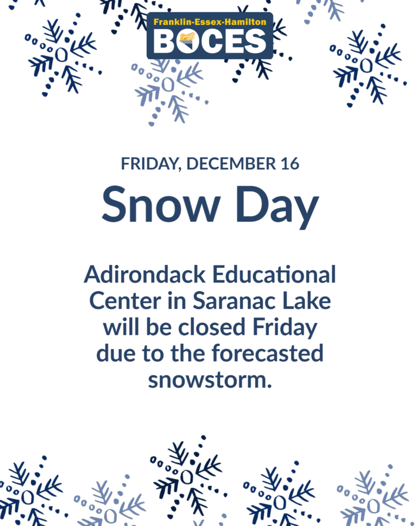 AEC will be closed for a Snow Day Friday, December 16 , 2022