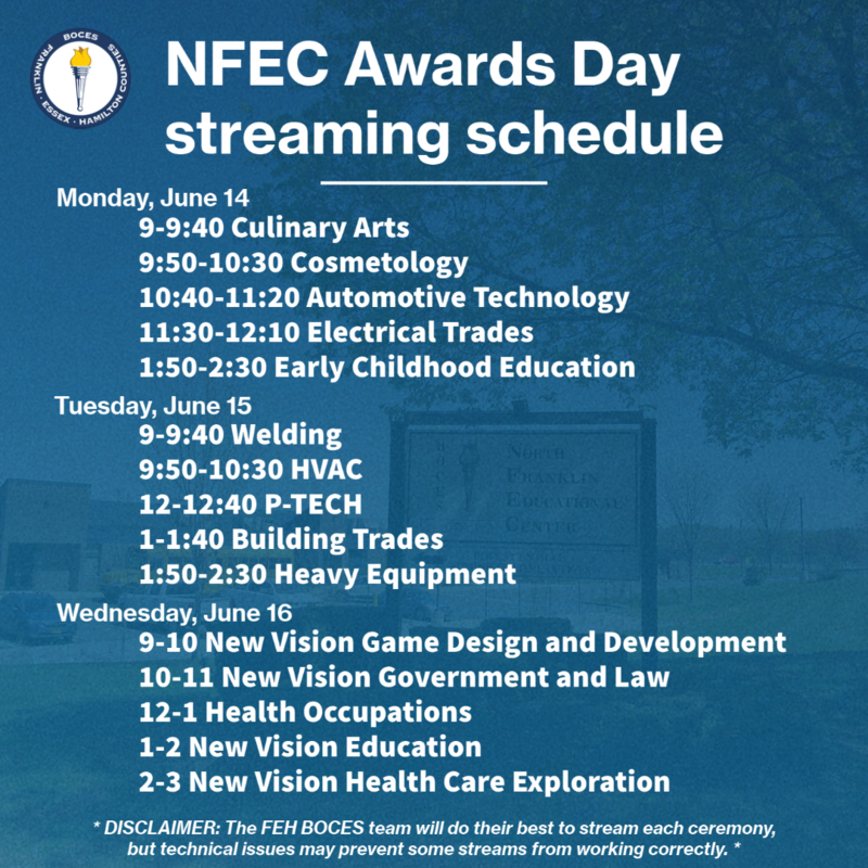 NFEC Awards Day streaming schedule